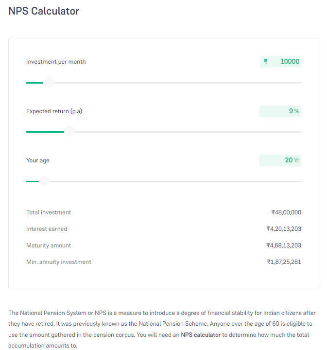 NPS Calculator by Groww